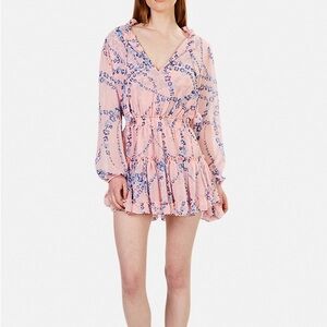 MISA Los Angeles Lorena Tiered Intertwined Pink Floral Mini Dress